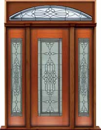 regent leadlight: single door +  two sidelights