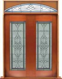 regent leadlight: single door +  two sidelights